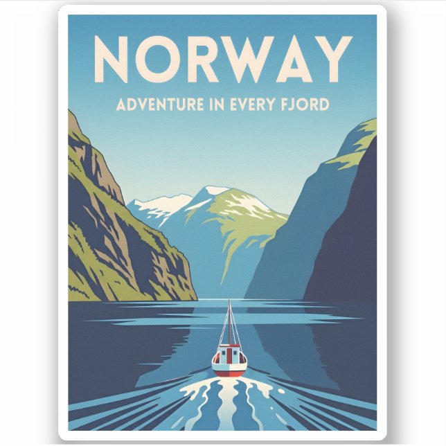 Vintage Travel Norway Fjord Retro Landscape (Front)