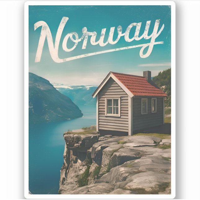 Vintage Travel Norway Fjord Retro Scenic (Front)
