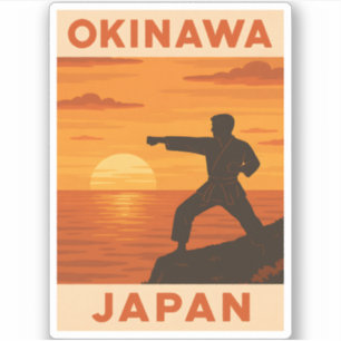 Vintage Travel Okinawa Japan Karate Retro Sunset
