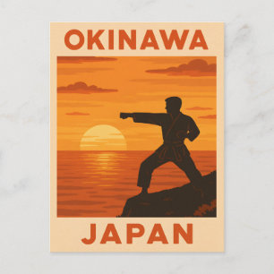 Vintage Travel Okinawa Japan Karate Retro Sunset  Postcard