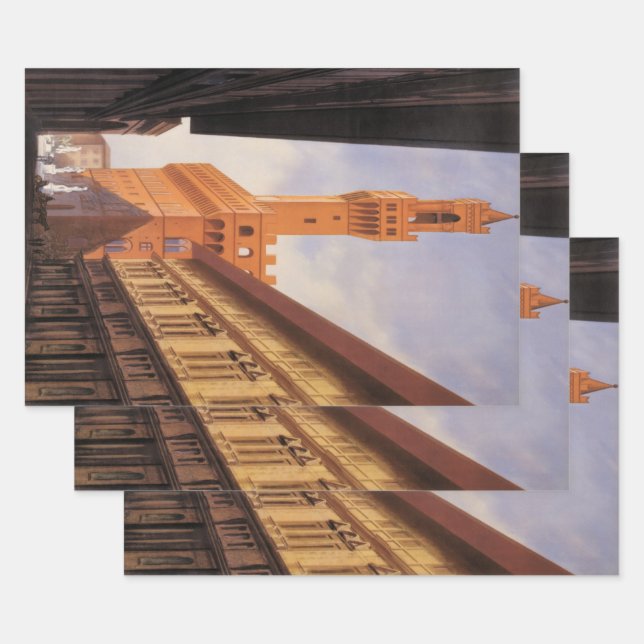 Vintage Travel, Palazzo Vecchio, Florence, Italy Wrapping Paper Sheet (Set)