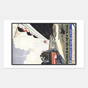 Vintage Travel Paris Havre New York Rectangular Sticker