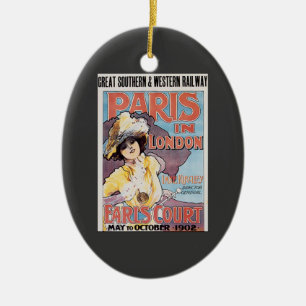 Vintage Travel, Paris in London Railroad Woman Ceramic Ornament