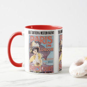 Vintage Travel, Paris in London Railroad Woman Mug
