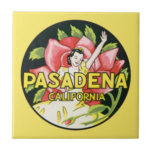 Vintage Travel, Pasadena California, Lady and Rose Tile