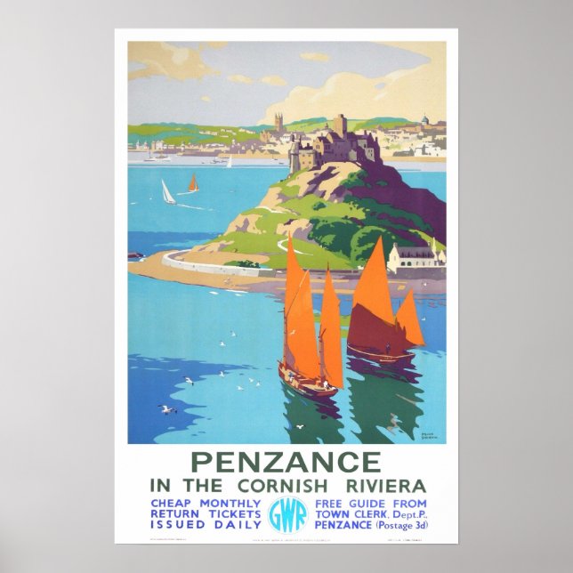 Vintage travel,Penzance. Poster (Front)
