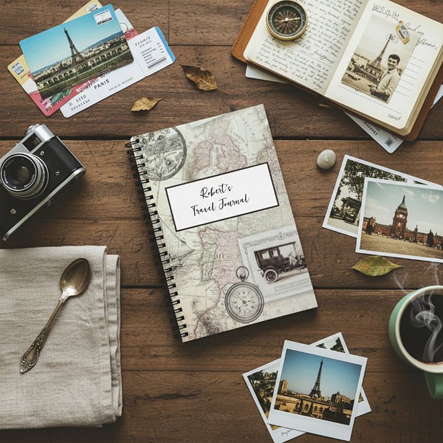 Vintage travel personalised notebook (Creator Uploaded)