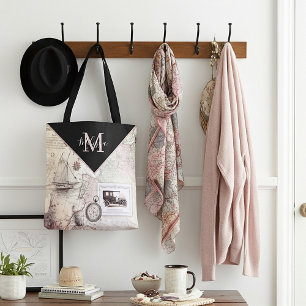 Vintage travel personalised tote bag