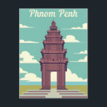 vintage travel Phnom penh Cambodia Angkor Wat Postcard<br><div class="desc">vintage,  retro,  travel,  modern,  watercolor,  classic,  Phnom penh,  Cambodia,  Angkor Wat, </div>