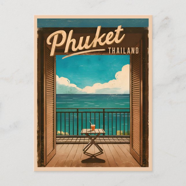 Vintage Travel Phuket Thailand Retro Scenic Postcard (Front)