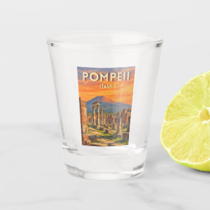 Vintage Travel Pompeii Italy Sunset Retro Scenic Shot Glass