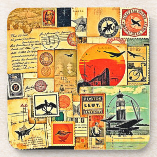Vintage Travel Postcard Art Coaster