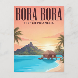 Vintage Travel Postcard Bora Bora