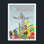 Vintage Travel Postcard | Brazil<br><div class="desc">A perfect piece of art for for anyone that loves Brazil. Featuring watercolor illustrations of Brazil with retro styling typography. Add your custom wording to this design by using the "Edit this design template" boxes on the right hand side of the item, or click the blue "Customise it" button to...</div>
