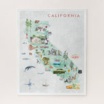 Vintage Travel Postcard | California Collectable Jigsaw Puzzle<br><div class="desc">A perfect piece of art for anyone that loves California. Featuring watercolor illustrated map of all the favourite landmarks. Add your custom wording to this design by using the "Edit this design template" boxes on the right-hand side of the item or click the blue "Customise it" button to arrange the...</div>