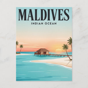 Vintage Travel Postcard Maldives