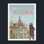 Vintage Travel Postcard | Russia<br><div class="desc">A perfect piece of art for for anyone that loves Russia. Featuring watercolor illustration of St. Basil's Cathedral with retro styling typography. Add your custom wording to this design by using the "Edit this design template" boxes on the right hand side of the item, or click the blue "Customise it"...</div>