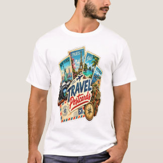 Vintage Travel Postcards Sticker – Retro World T-Shirt