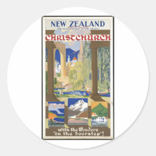 Vintage Travel Poster Ad Retro Prints Classic Round Sticker