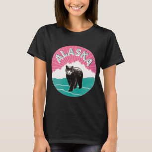 Vintage Travel Poster, Alaska Black Bear in Snow T-Shirt