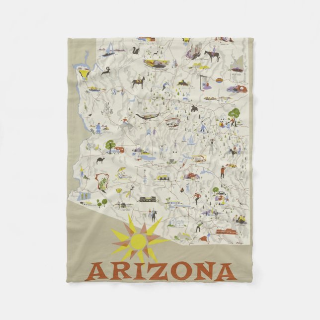 Vintage Travel Poster Arizona Blanket (Front)