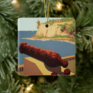 Vintage Travel Poster Art, Discover Puerto Rico! Ceramic Ornament