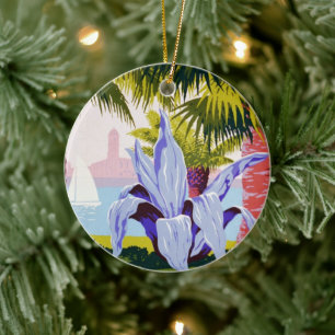 Vintage Travel Poster Art, Discover Puerto Rico! Ceramic Ornament