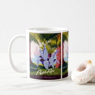 Vintage Travel Poster Art, Discover Puerto Rico! Coffee Mug