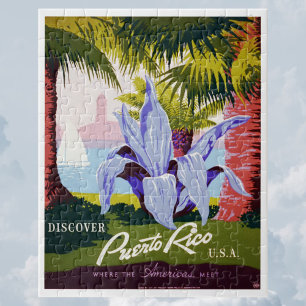 Vintage Travel Poster Art, Discover Puerto Rico! Jigsaw Puzzle