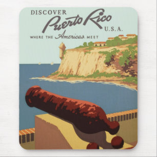 Vintage Travel Poster Art, Discover Puerto Rico! Mouse Pad