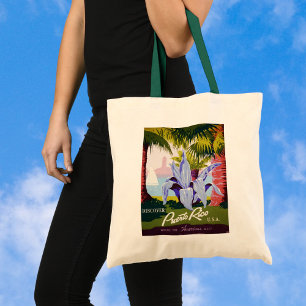 Vintage Travel Poster Art, Discover Puerto Rico! Tote Bag