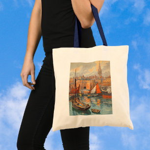 Vintage Travel Poster Art, Saint Malo, France Tote Bag