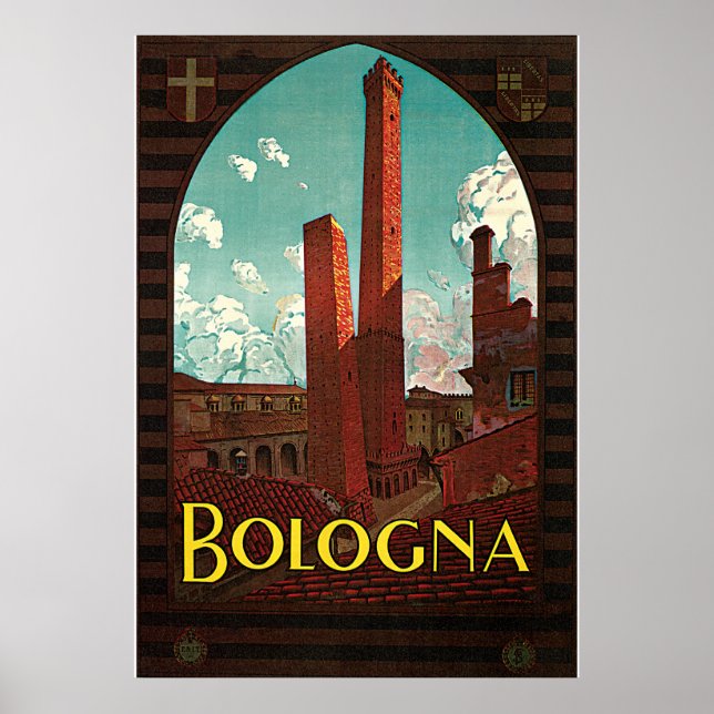 Vintage Travel Poster, Bologna, Italy Poster (Front)