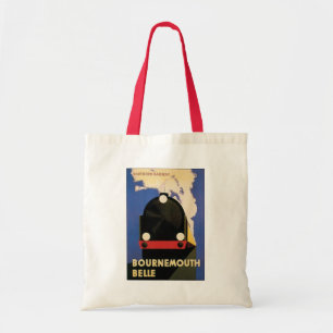 Vintage Travel Poster, Bournemouth Belle Train Tote Bag