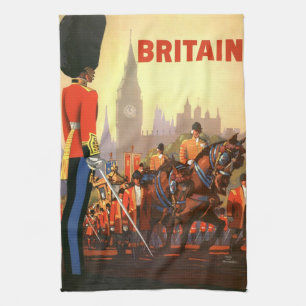 Vintage Travel Poster, British Royal Guard Tea Towel