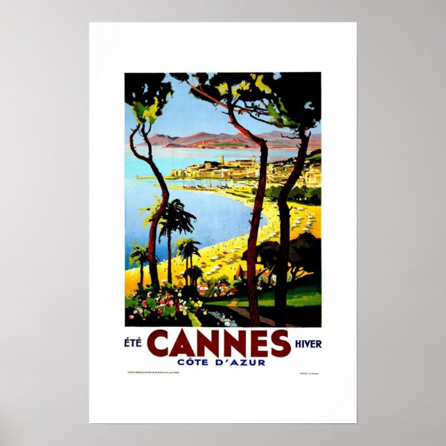 Vintage Travel Poster Cannes France (Front)