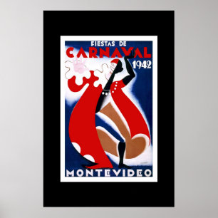 Vintage Travel Poster Carnaval Uruguay