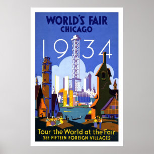 Vintage Travel Poster Chicago World's Fair 1934