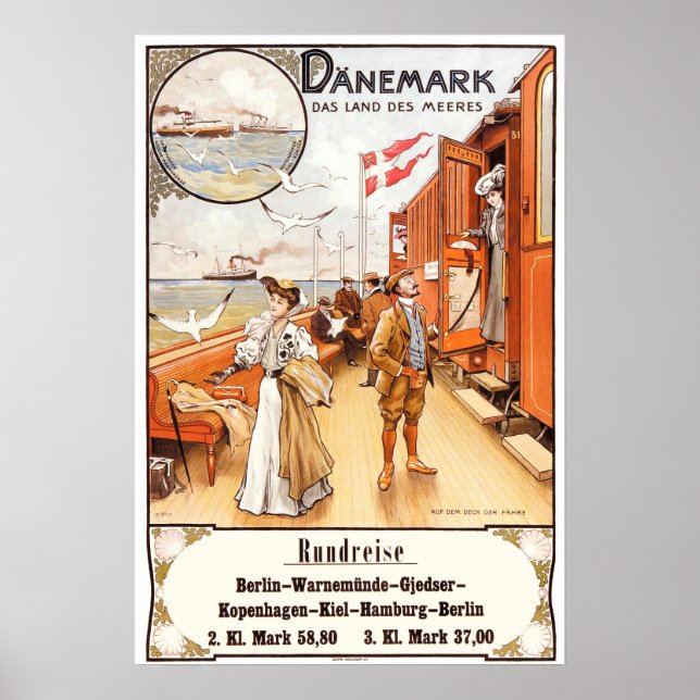 Vintage Travel Poster - Denmark (Front)