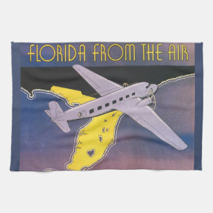 Vintage Travel Poster, Florida from Air Aeroplane Tea Towel