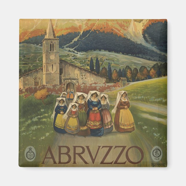 Vintage Travel Poster For Abruzzo, Italy. Magnet (Front)