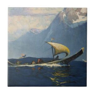 Vintage Travel Poster For Alaska Northern Pacific Ceramic Tile