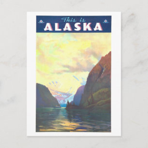 Vintage Travel Poster for Alaska Postcard