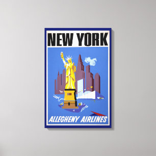 Vintage Travel Poster For Allegheny Airlines Canvas Print