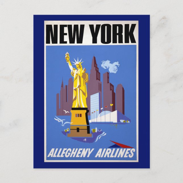 Vintage Travel Poster For Allegheny Airlines Postcard (Front)