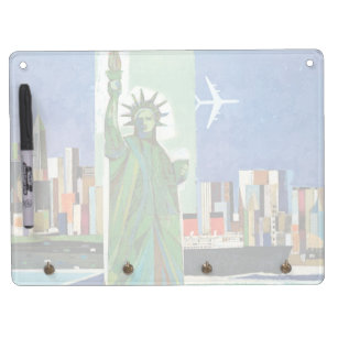 Vintage Travel Poster For American Airlines Dry Erase Board With Key Ring Holder