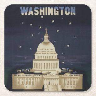 Vintage Travel Poster For American Airlines Square Paper Coaster