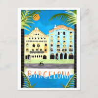 Vintage Travel Poster for Barcelona, Spain,
