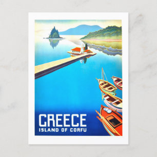 Vintage Travel Poster for Corfu in Greece Postcard