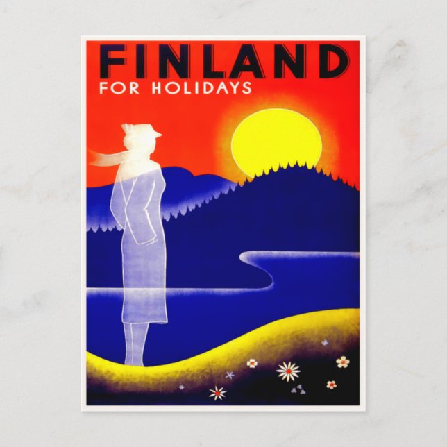 Vintage Travel Poster For Finland Postcard (Front)